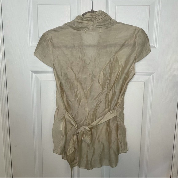 𝅺NATURAL Beauty Basic Tie Ruffled Blouse Top Large - Picture 2 of 5